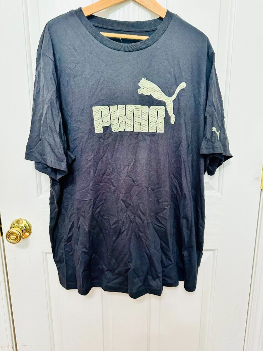 PUMA MEN'S BLACK MESH LOGO BLOCK TEE CREW NECK SHORT SLEEVE T-SHIRT XXL